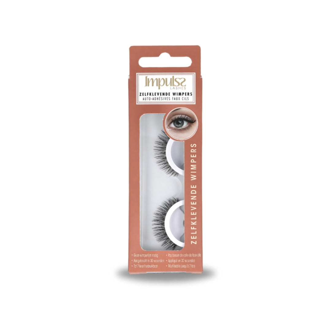 Zelfklevende Wimpers - Elegant Beauty in een stijlvolle verpakking met zwarte, volumineuze wimpers voor een glamoureuze look.
