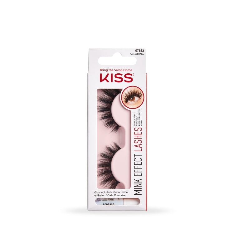 Kunstwimper Mink - Alluring, zwarte, volumineuze wimpers in een roze verpakking van het merk Kiss.