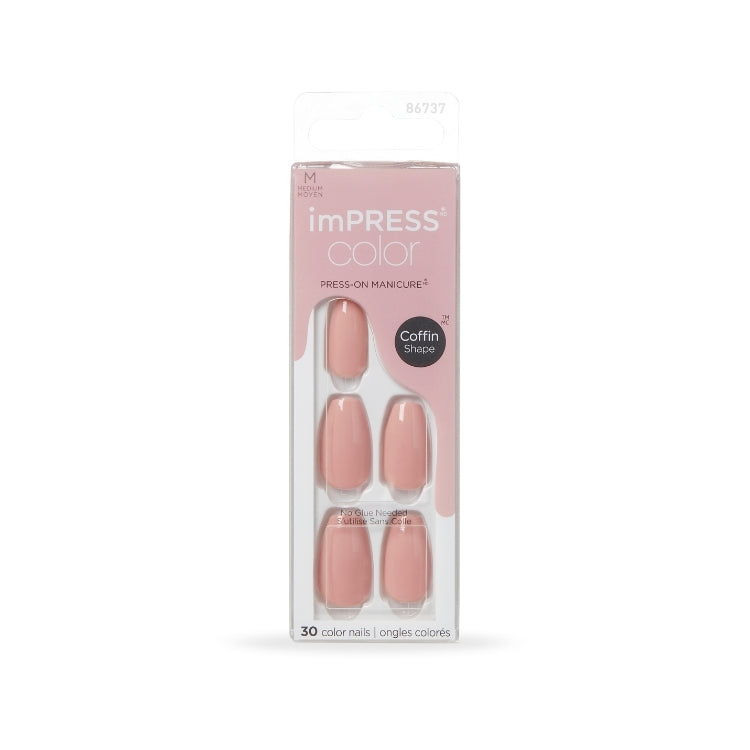 imPRESS Color Coffin - Sumptuous, lichtroze nepnagels in coffin-vorm, verpakt in een doorzichtige doos.