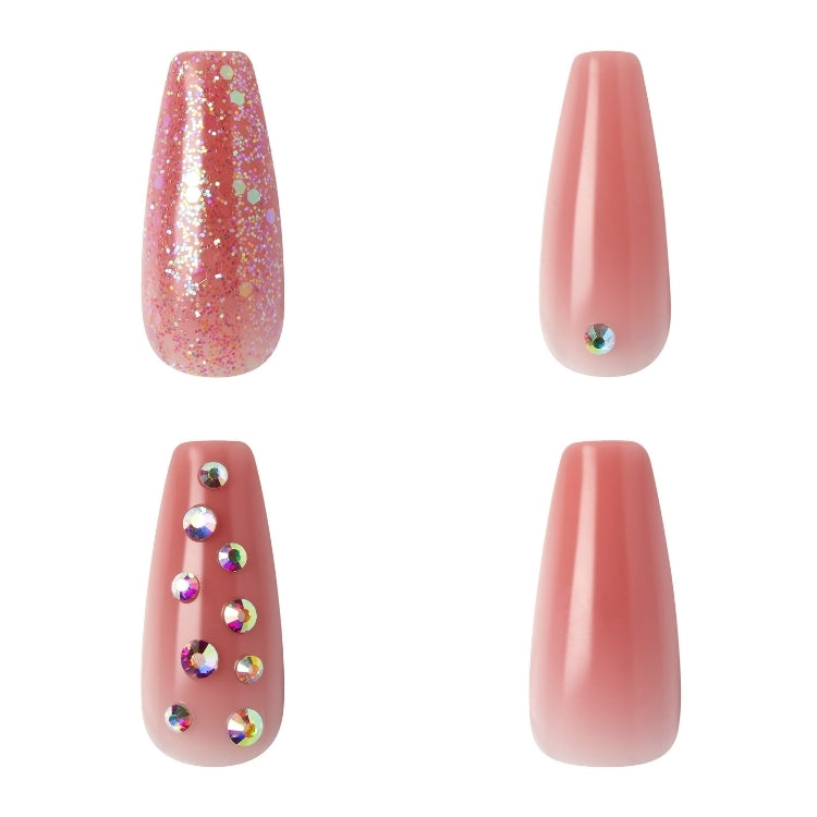 Jelly Fantasy Nails - Be Jelly in verschillende roze tinten met glitters en steentjes, perfect voor een speelse manicure.