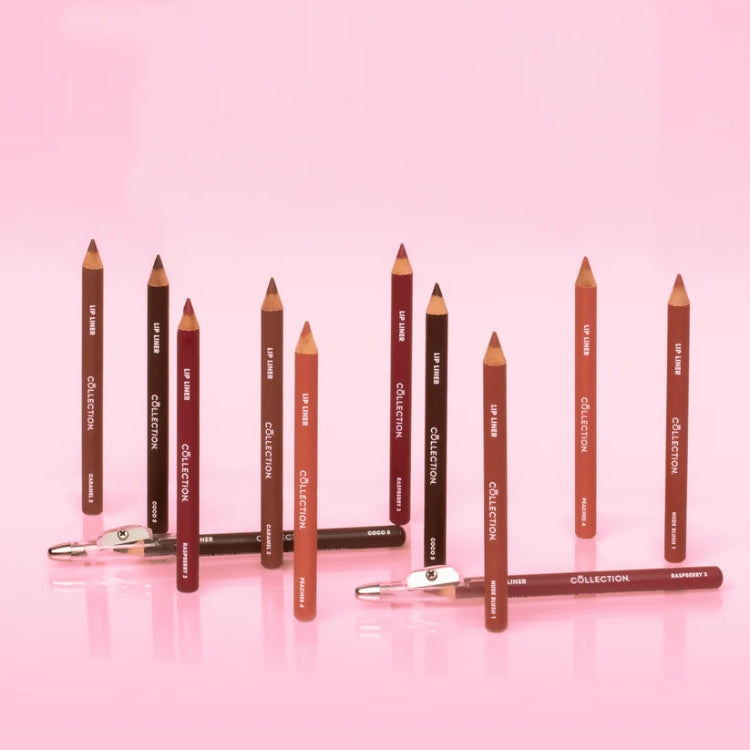 Lip Liner with Sharpener in diverse kleuren, met een scherpe punt en bijpassende verpakking van het merk Collection.