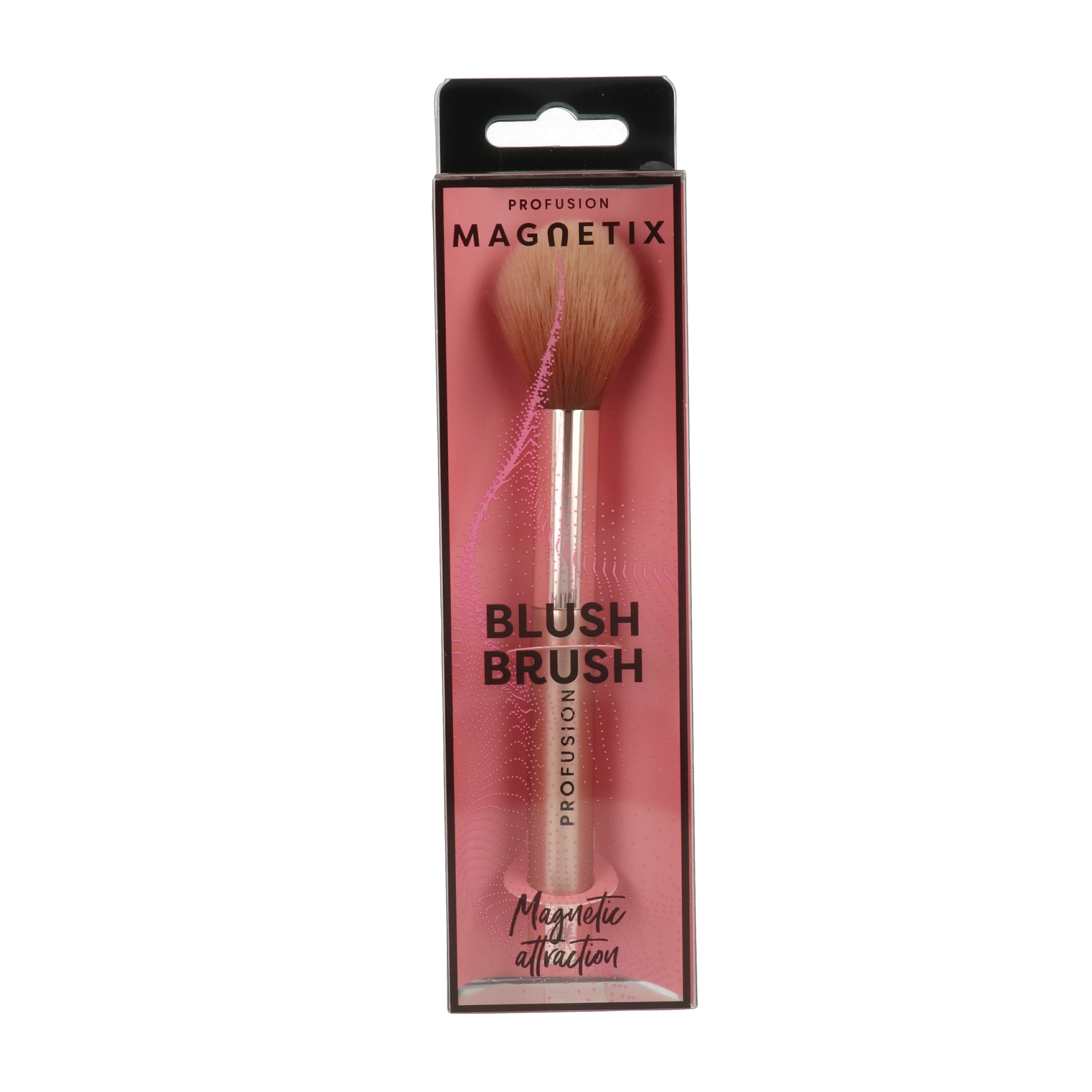 Magnetix Blush Brush in een elegante verpakking met een zachte, roze borstelkop en een gouden handvat.