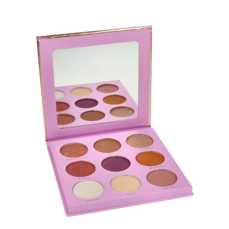 Euphoric Glam - Twinkle 9 Shade Palette met 9 glanzende en matte oogschaduwkleuren in een roze verpakking.
