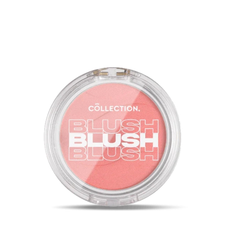 Soft Glow Blusher in een ronde, doorzichtige verpakking met een zachte perzikroze kleur. Perfect voor een natuurlijke glow.