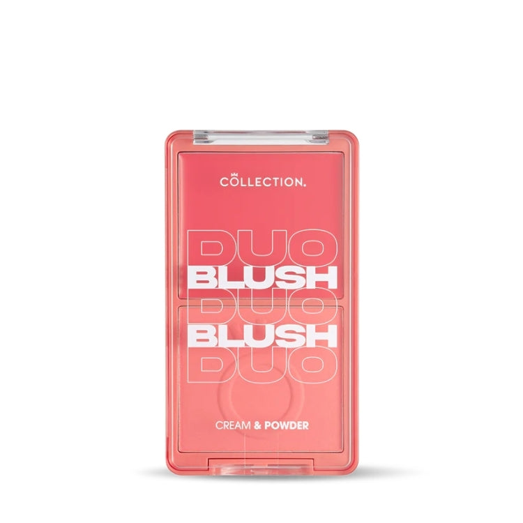 Duo Blush Cream & Powder - Seeing Double in een trendy, transparante verpakking met een frisse perzikkleur.