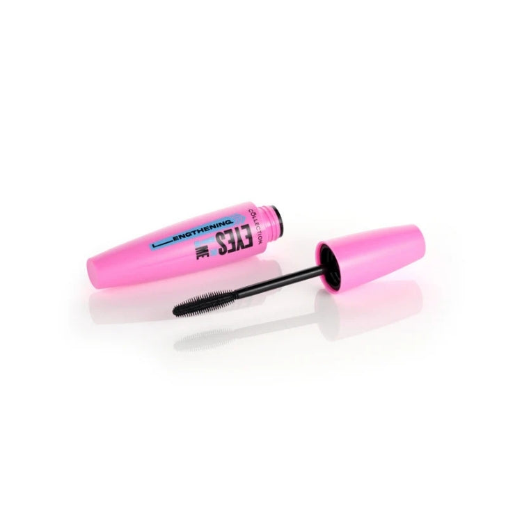 Eyes on Me - Lengthening Mascara in een opvallende roze verpakking met een zwarte borstel voor langere wimpers.