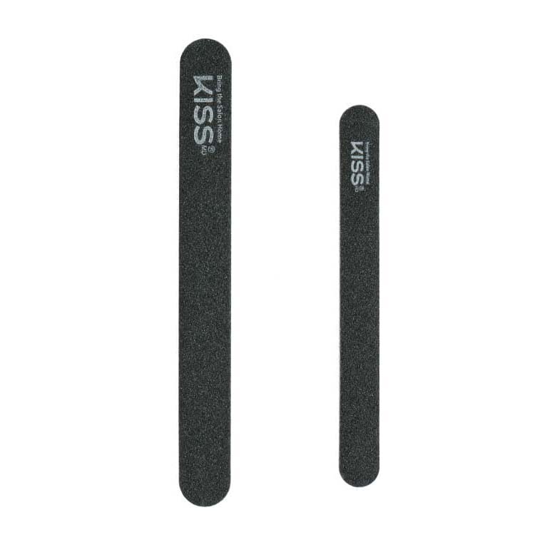 Acryl Vijl van Kiss in zwart, met een slanke, rechte vorm, ideaal voor het vijlen van nagels.