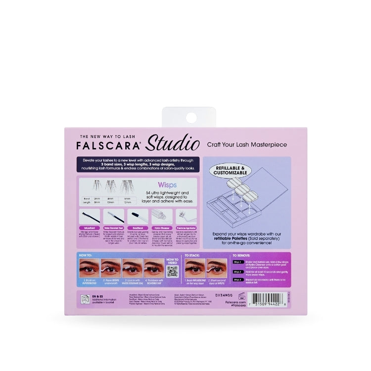 Falscara Studio Kit 8mm-12mm | Delicate met een paarse verpakking en instructies voor het aanbrengen van wimpers.