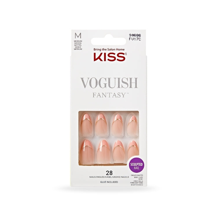 Voguish Fantasy – Éclatant, set van 28 kunstnagels in een natuurlijke tint met een glanzende afwerking, inclusief lijm.