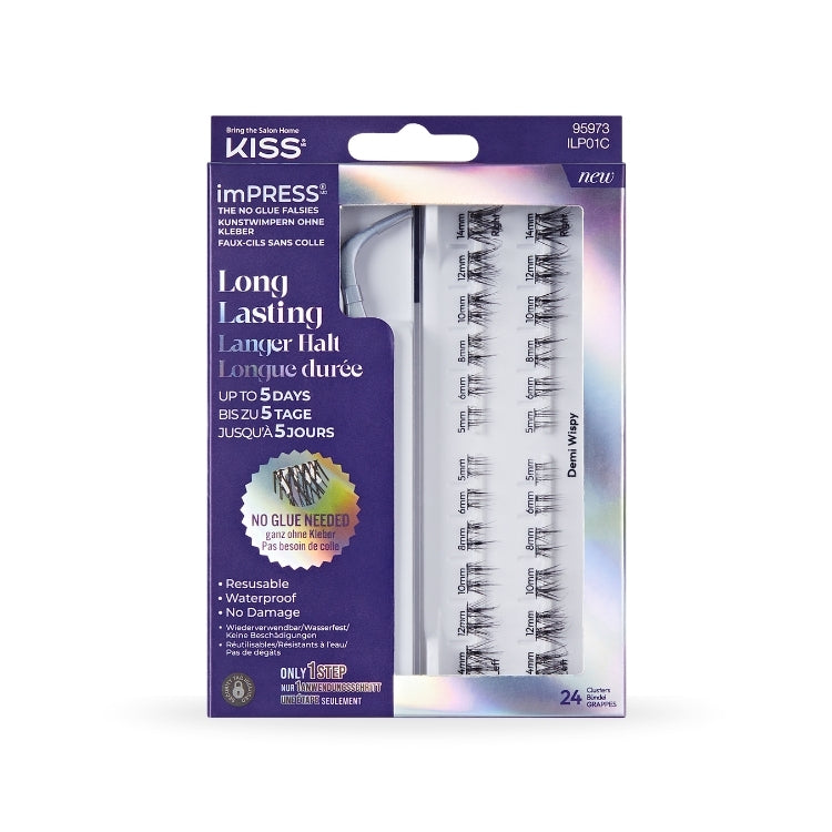 imPRESS Long Lasting No Glue Falsies | Demi Wispy in een stijlvolle verpakking met 24 wimpers voor een natuurlijke look.
