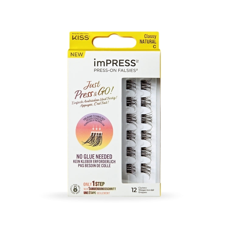 imPRESS Press-On Falsies 10mm-12mm | Classy Natural in een elegante verpakking met natuurlijke, zwarte wimpers.