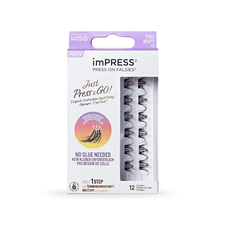 imPRESS Press-On Falsies 14mm-16mm | Edgy Wispy, zwarte wimpers in verpakking, eenvoudig aan te brengen zonder lijm.