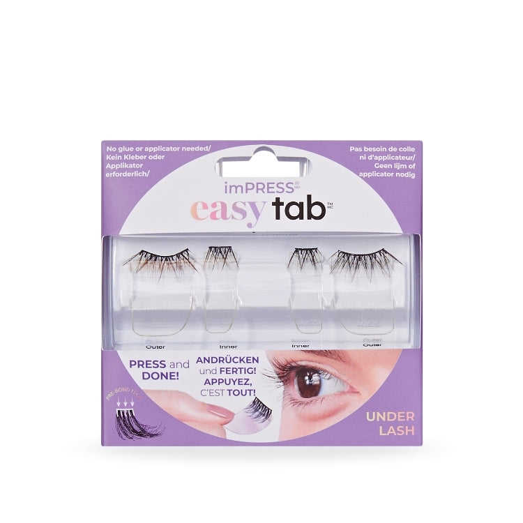 imPRESS Falsies easy tab 6mm-10mm | Classy Natural, onderwimpers in een transparante verpakking met paarse details.