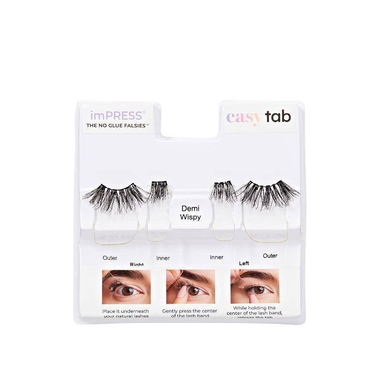 imPRESS Falsies easy tab 8mm-13mm | Demi Wispy, zwarte wimpers in handige verpakking voor eenvoudig aanbrengen.