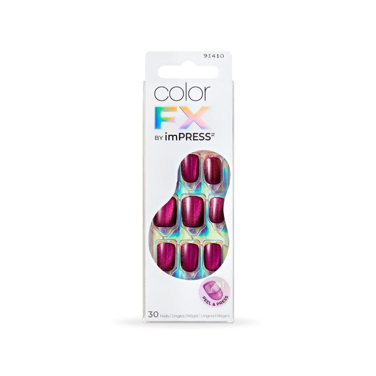 imPRESS Color FX - Levels met paarse nagels in een handige verpakking, ideaal voor een snelle manicure.