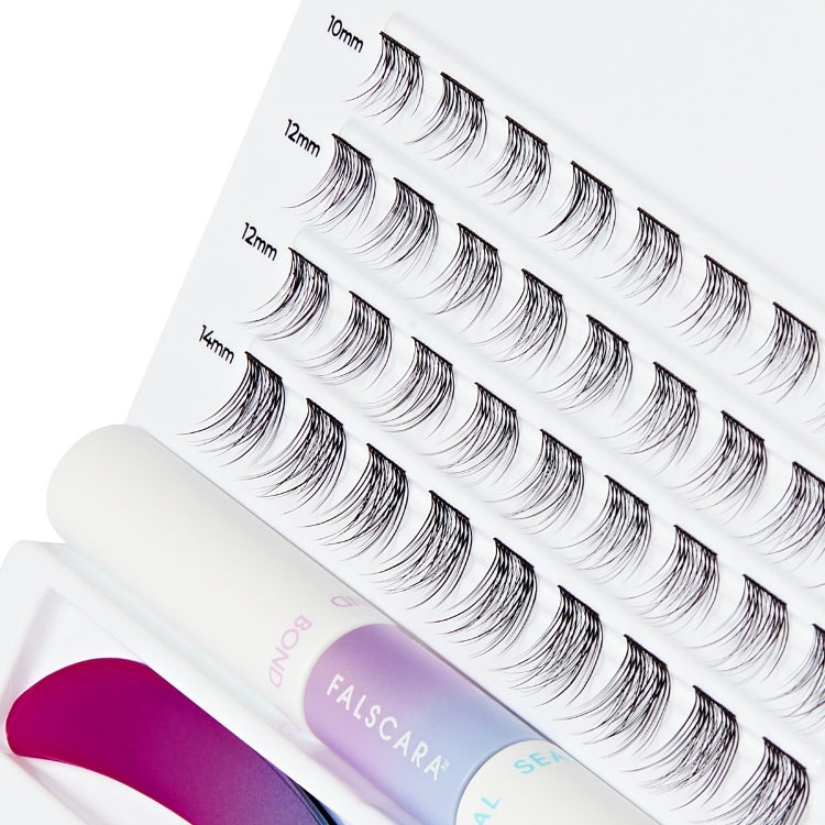 Falscara Starter Kit 10mm-12mm | Lengthening met zwarte wimpers in verschillende lengtes en een applicator.