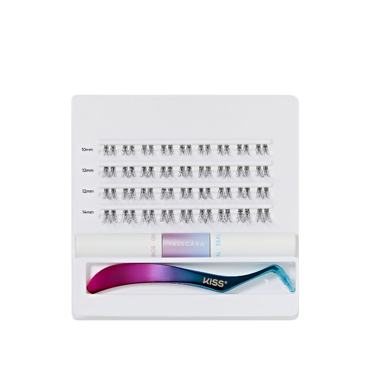 Falscara Starter Kit 8mm-12mm | Clear Band met valse wimpers, lijm en applicator in een witte verpakking.