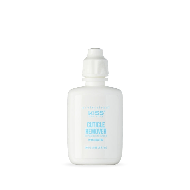 KISS Cuticle remover in een witte fles met een handige doseerdop, ideaal voor het verzorgen van nagelriemen.