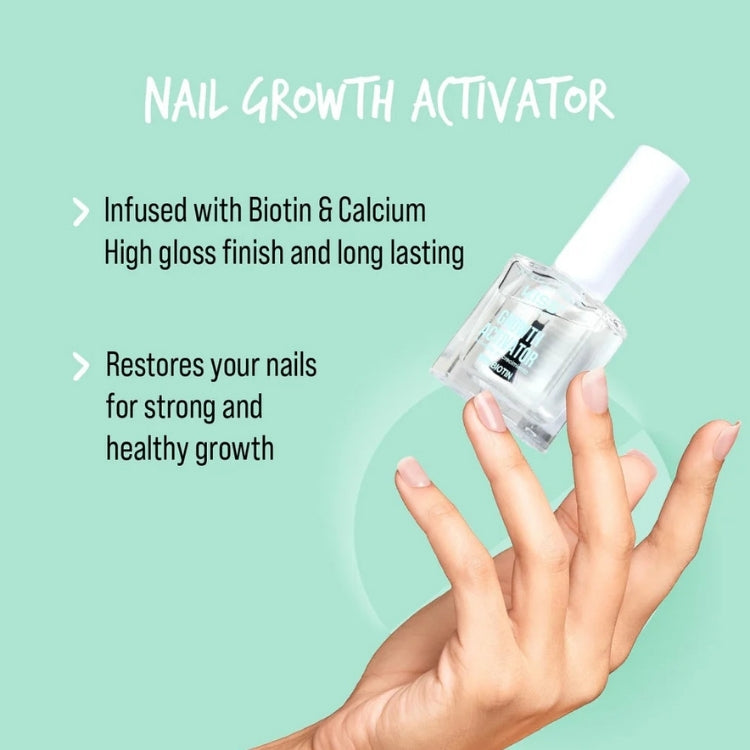 KISS Growth Activator, heldere nagellak in een transparante verpakking met witte dop voor sterke en gezonde nagelgroei.