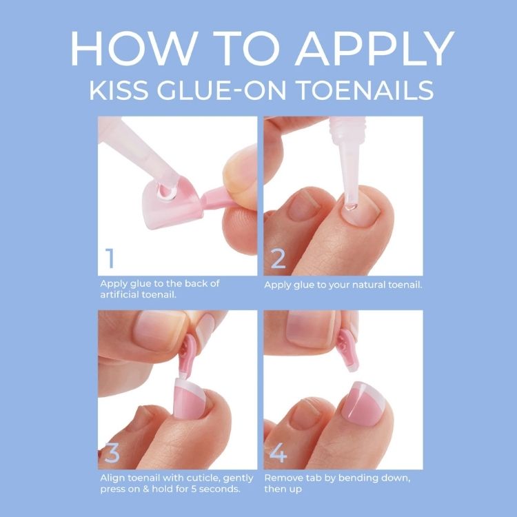 Salon Acrylic FN Toenail - Walk Away in een roze verpakking met instructies voor het aanbrengen van kunstnagels.