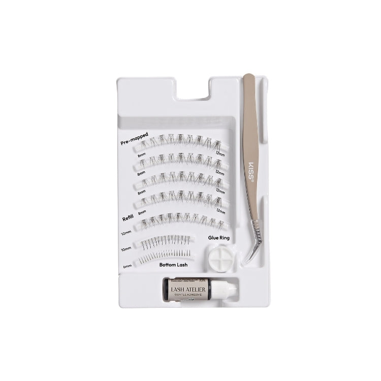 Lash Atelier Design Kit 6mm-12mm - Natural met wimpers in verschillende lengtes, pincet en lijm in een handige verpakking.