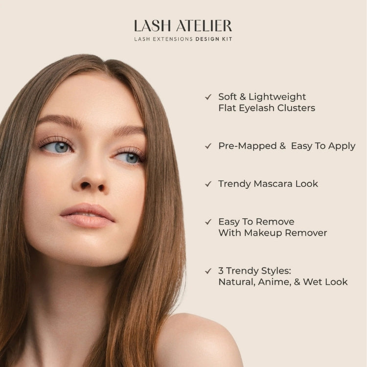 Lash Atelier Design Kit 6mm-12mm - Natural met zachte, lichte wimperclusters voor een trendy mascara-look.