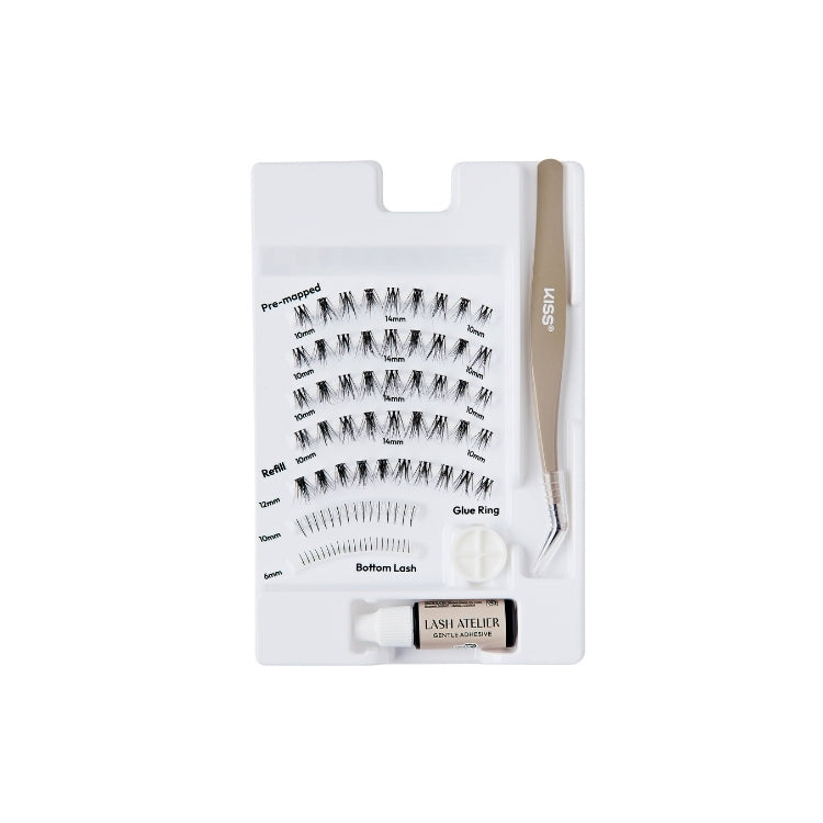 Lash Atelier Design Kit 6mm-14mm - Anime met zwarte wimpers, lijm en een pincet in een handige verpakking.