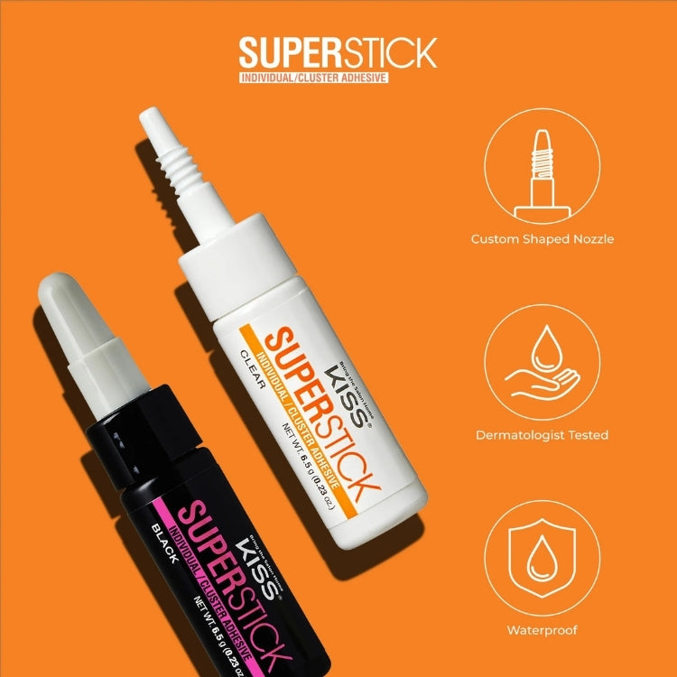 Superstick Cluster Lash Adhesive | Black in zwarte en witte verpakking met een aangepaste spuitmond, waterproof en dermato...