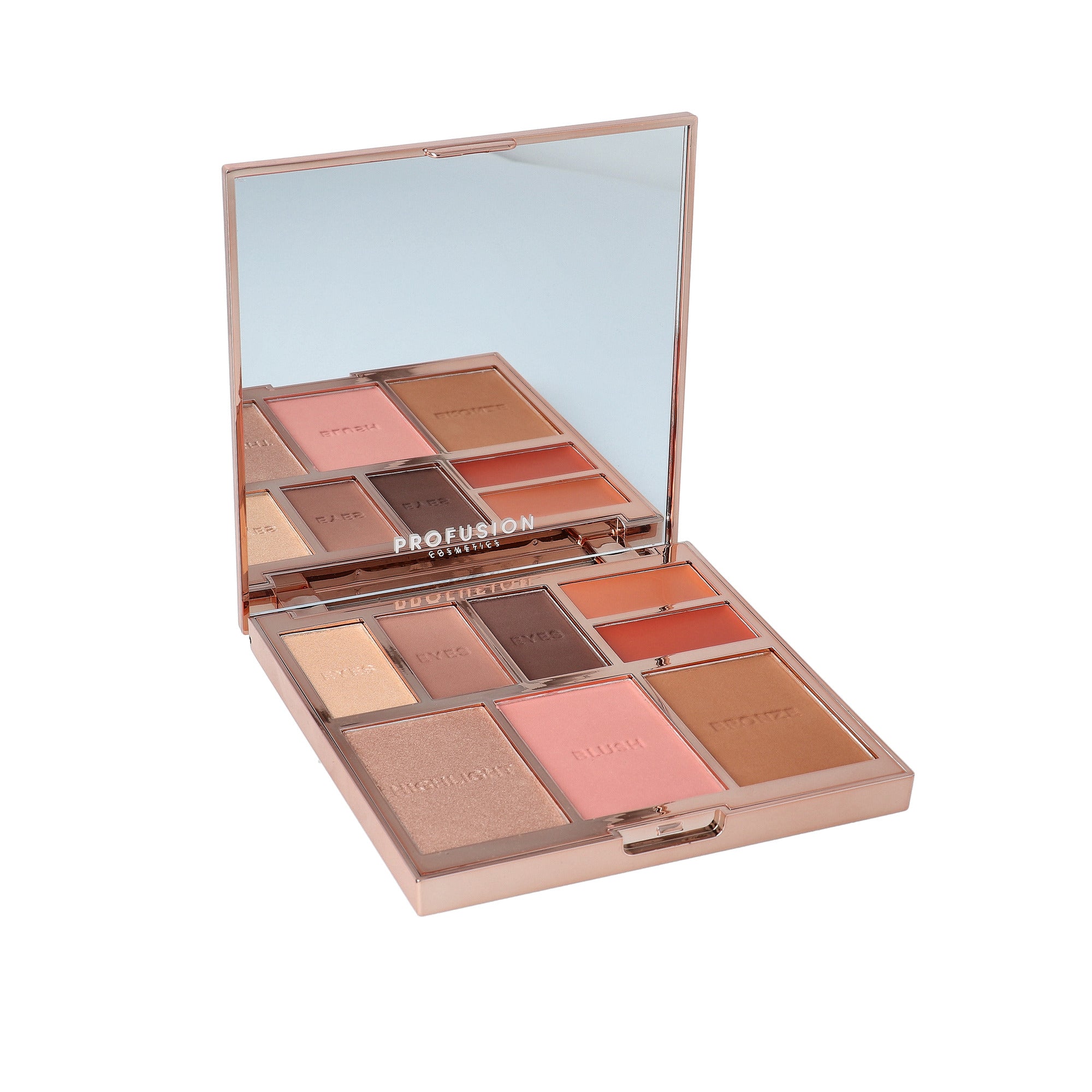 Full Face Palette - Nude van Profusion, een vierkante palette met neutrale tinten voor ogen, wangen en contour.