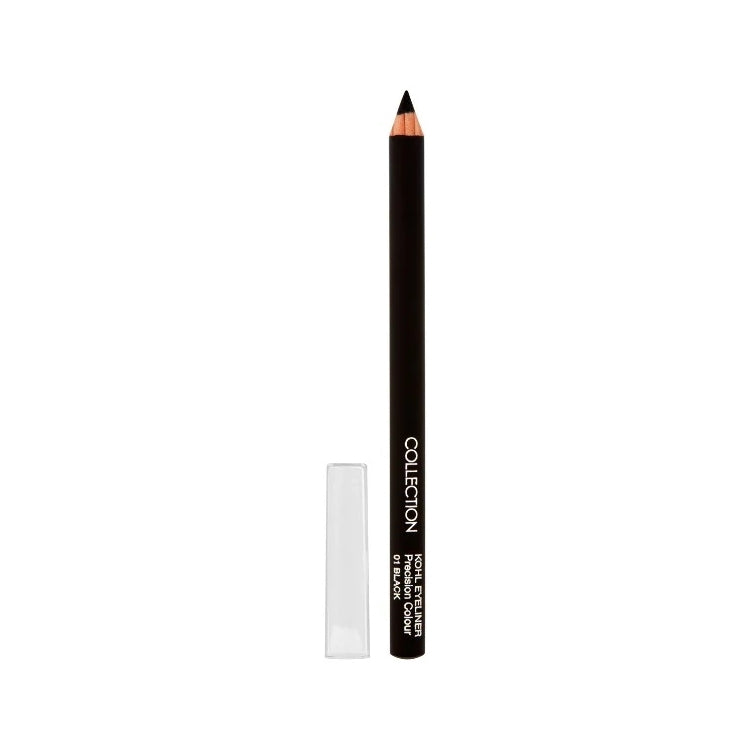 Kohl Eyeliner Precision Colour in zwart, slanke potloodvorm met transparante dop, ideaal voor nauwkeurige applicatie.