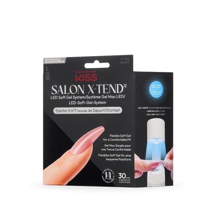 Salon X-tend LED Soft Gel System Starter Kit | Tone in een zwarte verpakking met een afbeelding van een nagel en een gel a...