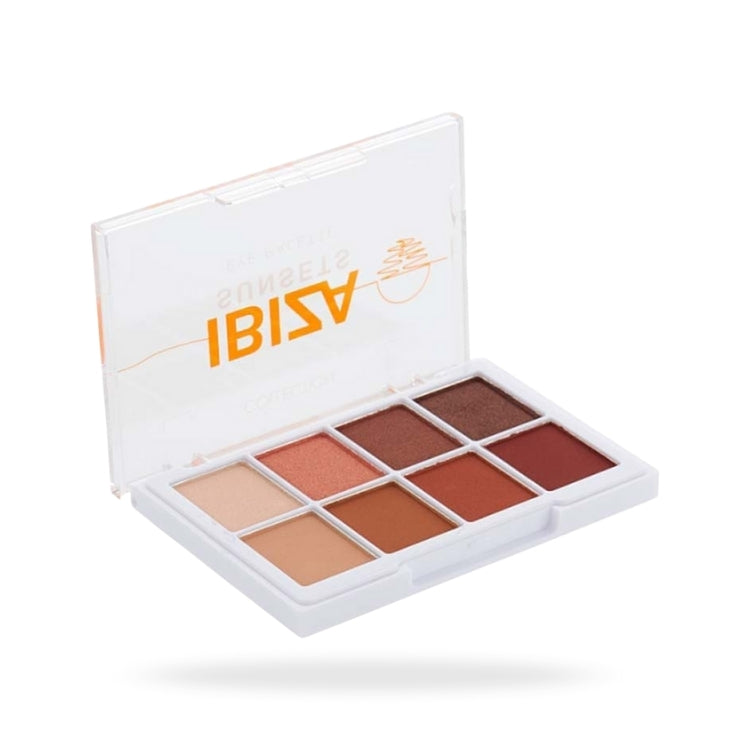Eye Palette - Ibiza Sunsets met 9 warme tinten in een transparante verpakking voor een zomerse look.