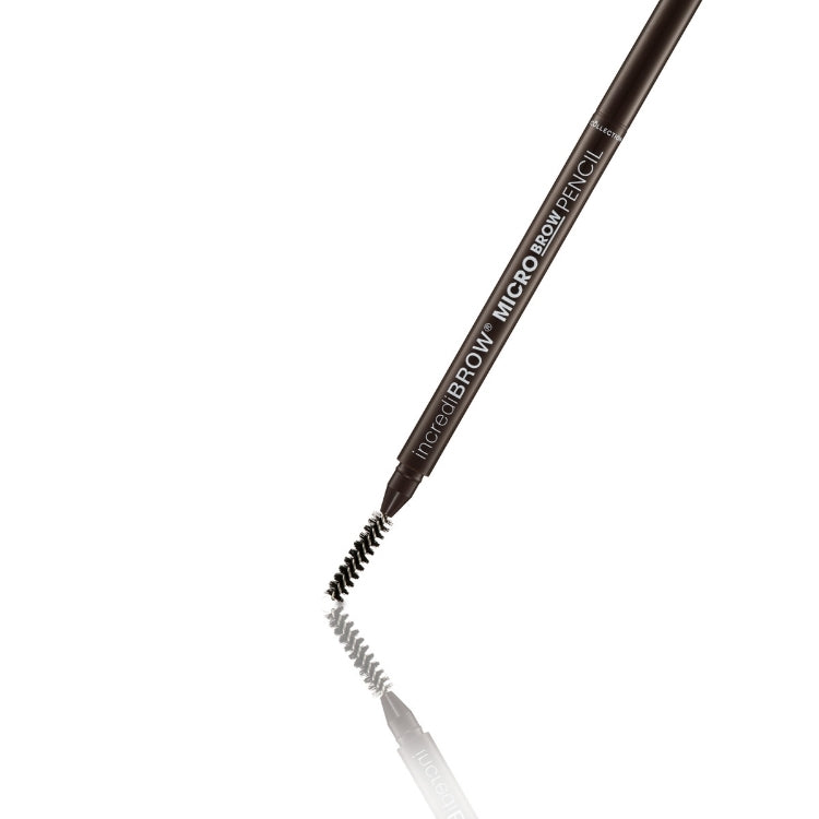 IncrediBROW Micro Brow Pencil in donkerbruin, slank potlood met een spoolingborstel voor nauwkeurige wenkbrauwvormgeving.