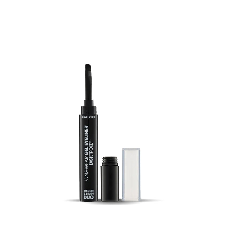 Fast Stroke® Longwear Gel Eyeliner & Brush Duo in zwarte verpakking met een handige applicator voor nauwkeurige eyeliner.