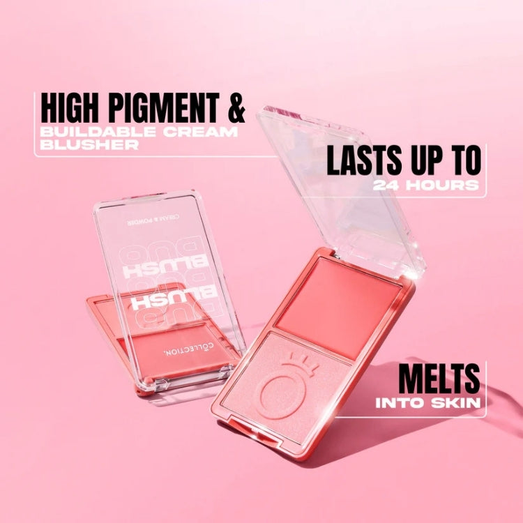 Duo Blush Cream & Powder - Seeing Double in een transparante verpakking met een hoog gepigmenteerde roze blush.
