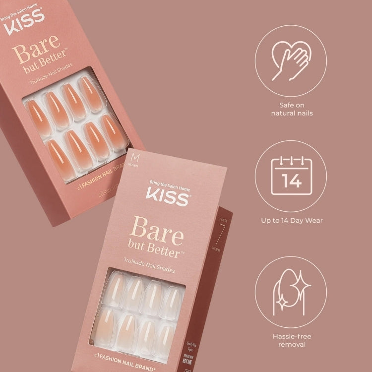Bare But Better Nails - Nude Glow, nude nagels in een stijlvolle verpakking, ideaal voor een natuurlijke look.