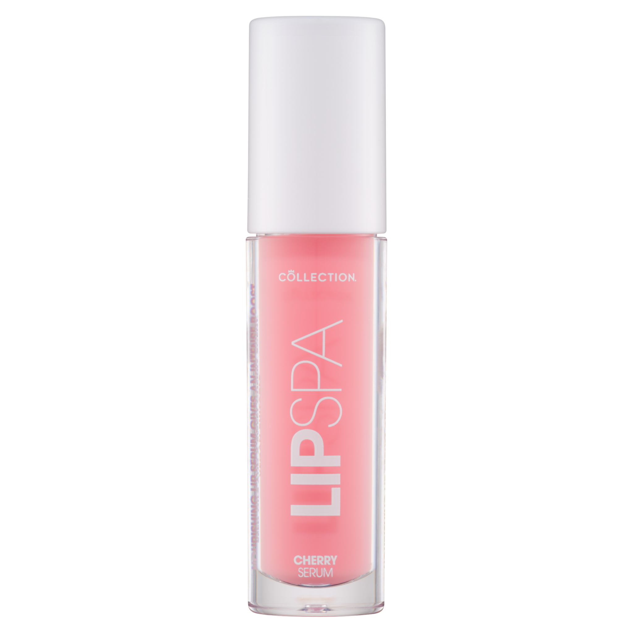 Lip Spa Lip Serum - Bare It All in een transparante verpakking met een lichtroze serum voor verzorgde lippen.