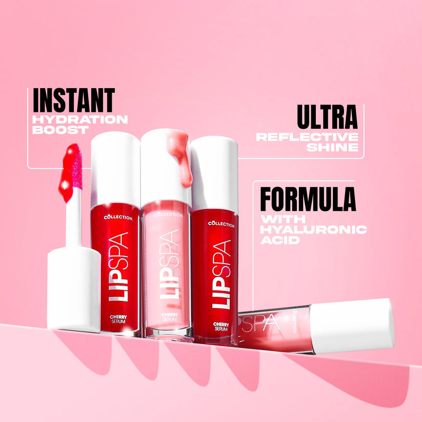 Lip Spa Lip Serum - Pink Pout in een heldere verpakking met applicator, biedt hydratatie en glans.