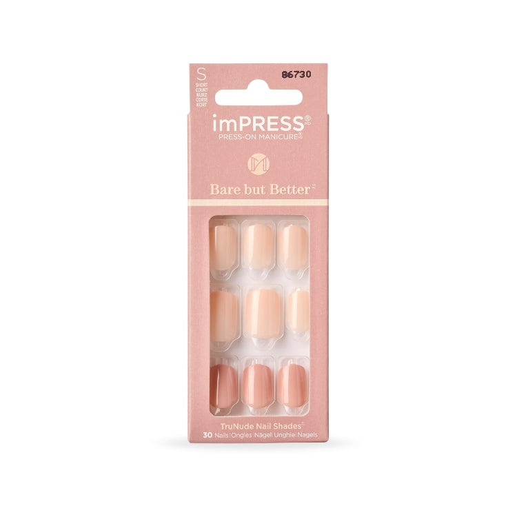 imPRESS Bare but Better - Simple Pleasure, nude nagels in een handige verpakking met 30 press-on nagels.