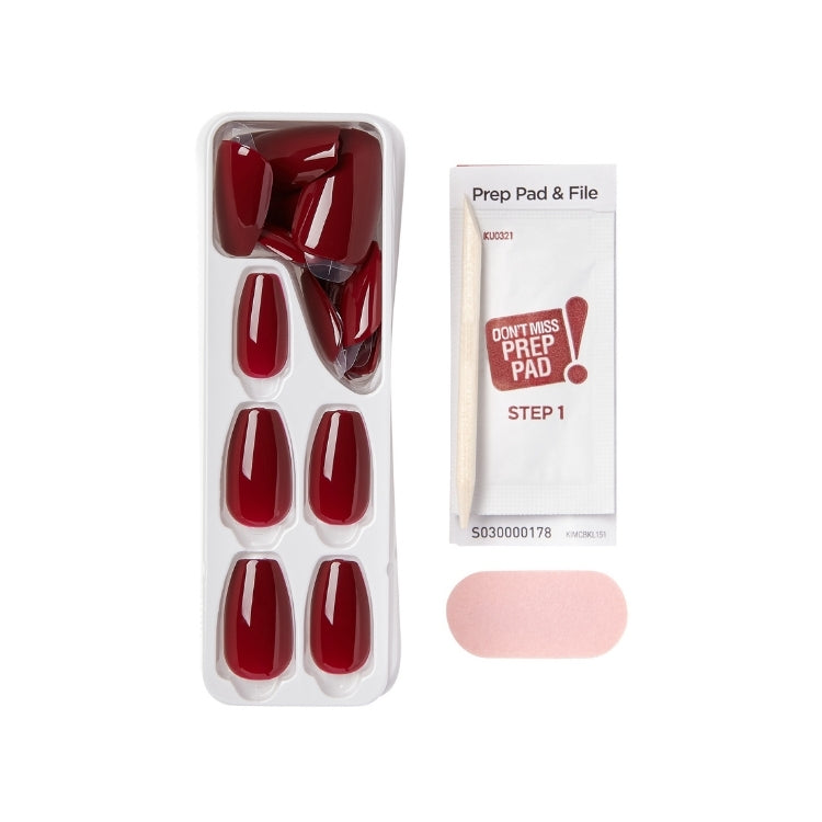 imPRESS Color Coffin - Winery in NYC, diepe rode nagels in coffin-vorm met bijbehorende prep pad en vijl.