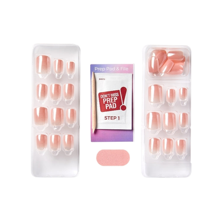 imPRESS Color FX - The Weekends, set met nagels in zachte perzikkleur, inclusief prep pad en vijl.