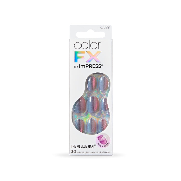 imPRESS Color FX - Fly Up, kleurrijke nagels in holografische verpakking, 30 stuks, zonder lijm.