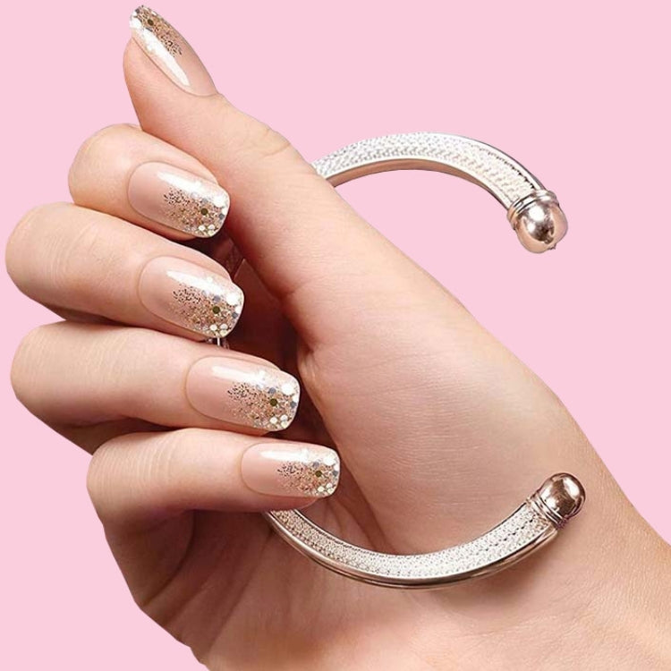 Gel Fantasy Nails - Fanciful, elegante nude nagels met glitters, perfect voor een glamoureuze look.