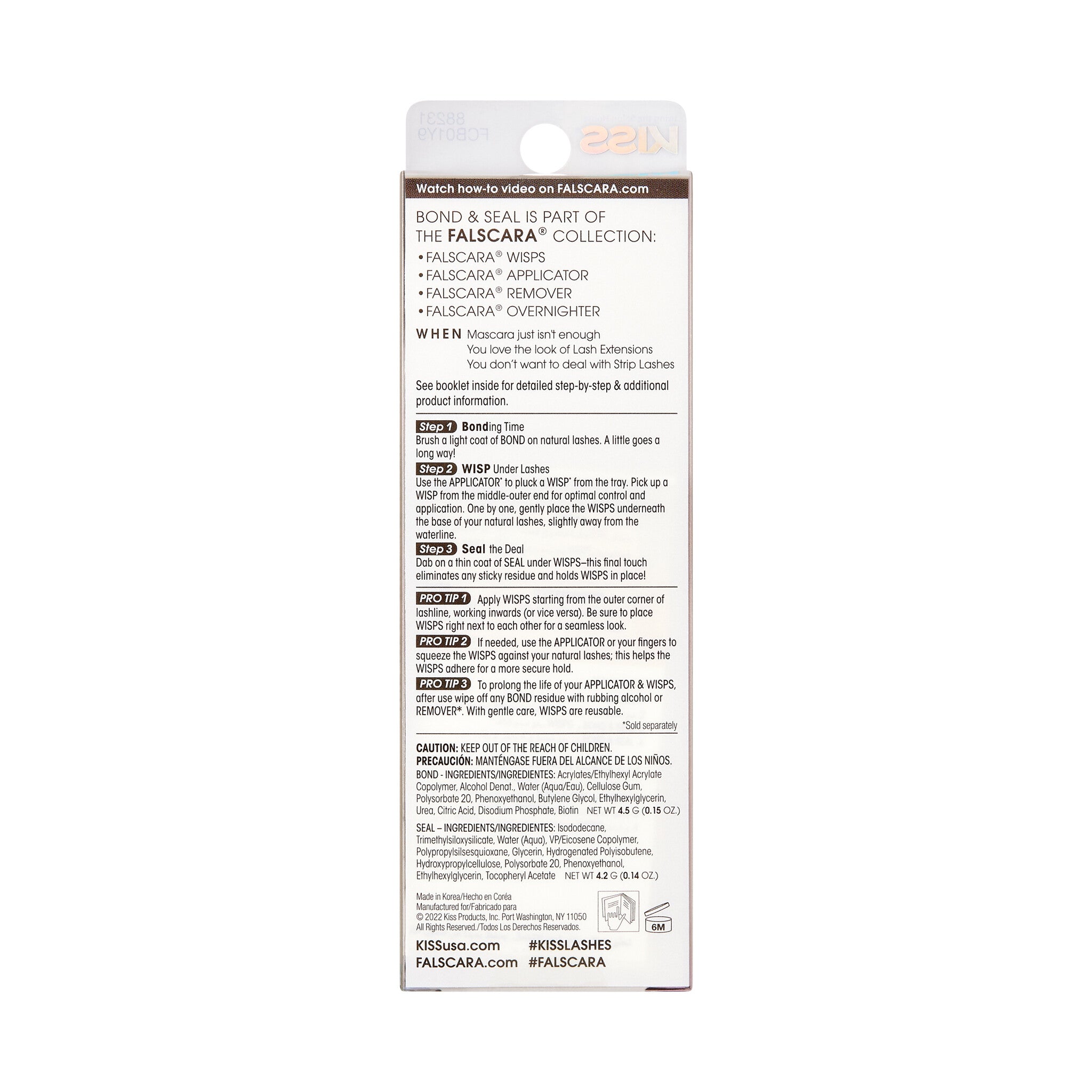 Falscara Lash Adhesive | Clear Bond & Seal in een handige verpakking met duidelijke instructies voor gebruik.