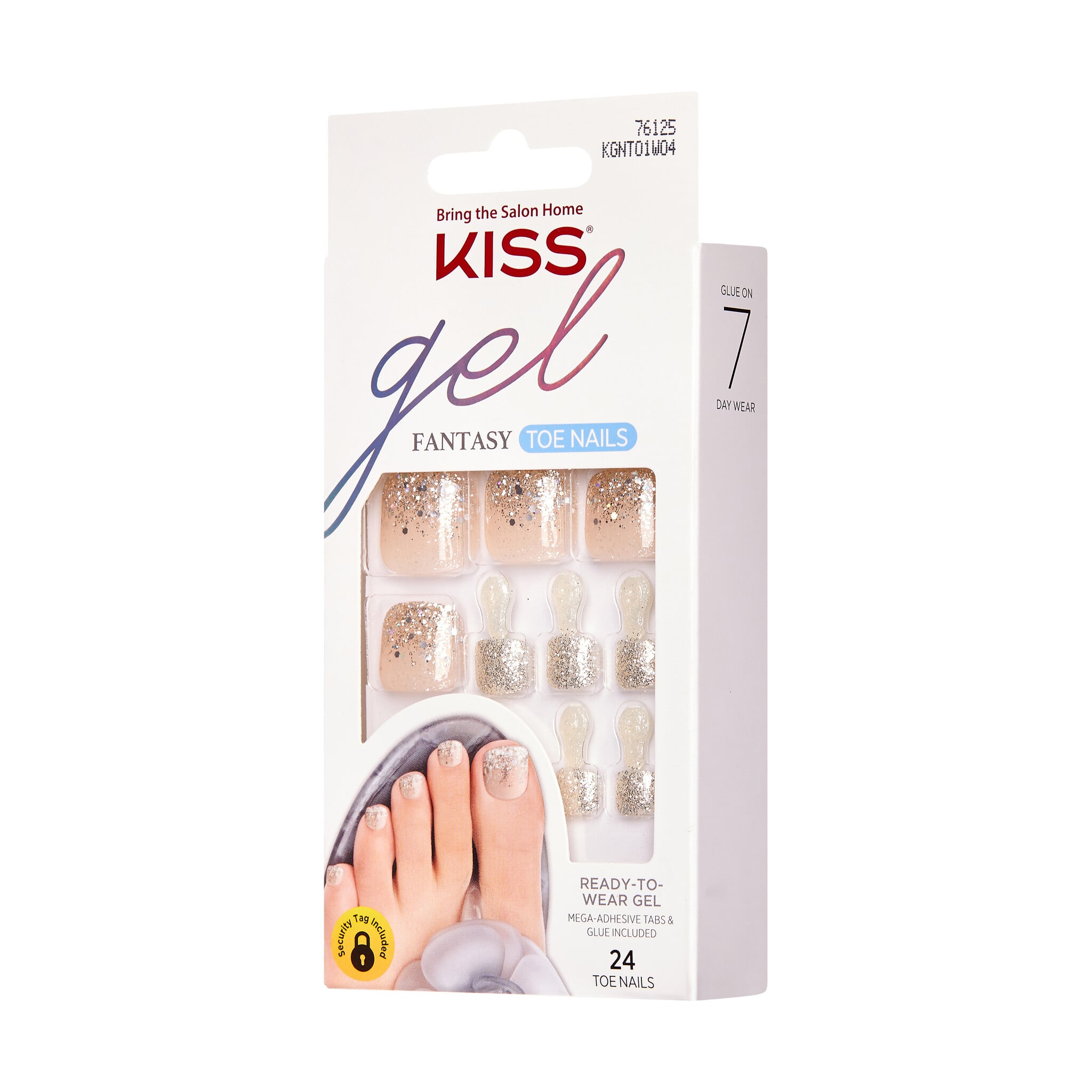 Gel Fantasy Toenails - Lotta Oomph in een verpakking met 24 glinsterende, nude nagels voor een stijlvolle look.