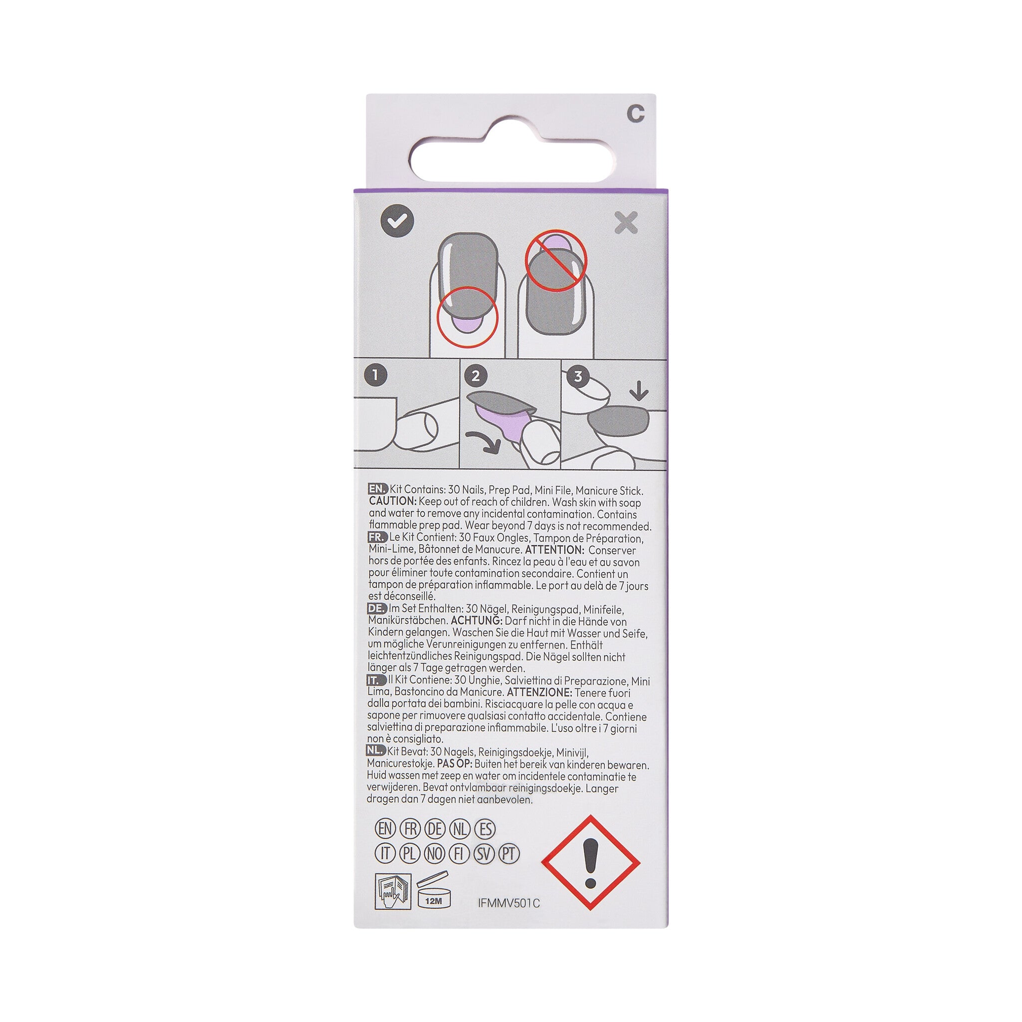 Impress - Fearless, nagelset in een elegante verpakking met instructies en waarschuwingen op de achterkant.