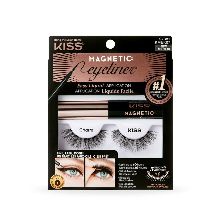 Magnetic Eyeliner & Lash Kit - Charm met zwarte eyeliner en volumineuze wimpers in een stijlvolle verpakking.