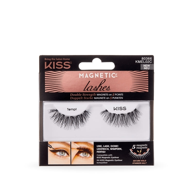 Magnetic Lashes - Tempt, zwarte wimpers in verpakking met dubbele magneten voor eenvoudig aanbrengen en verwijderen.