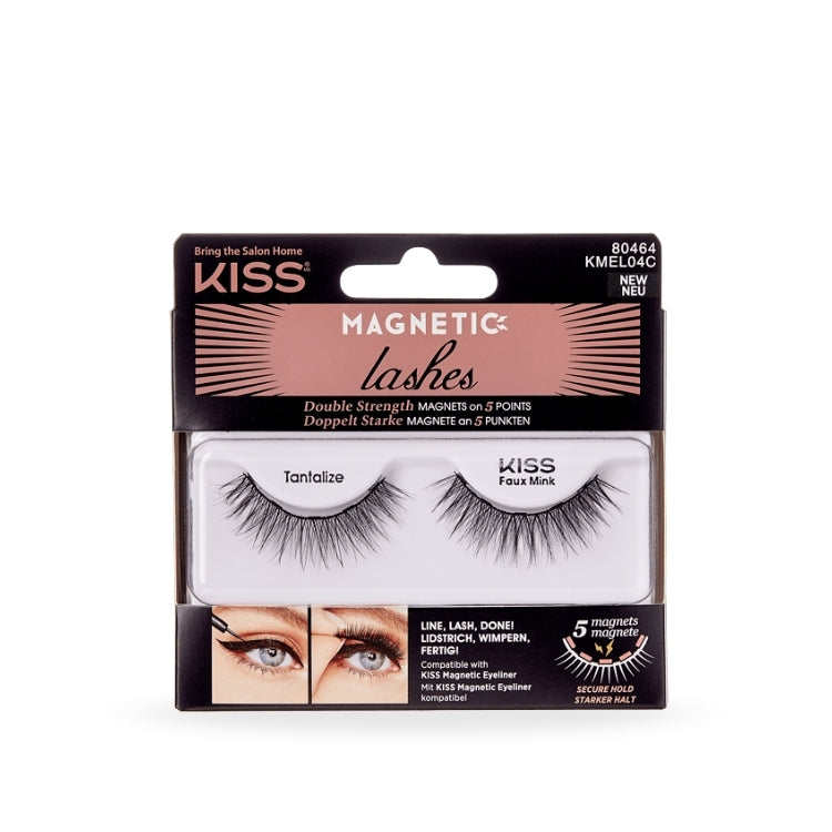 Magnetic Lashes - Tantalize, zwarte magnetische wimpers in een stijlvolle verpakking van Kiss. Perfect voor een glamoureuz...