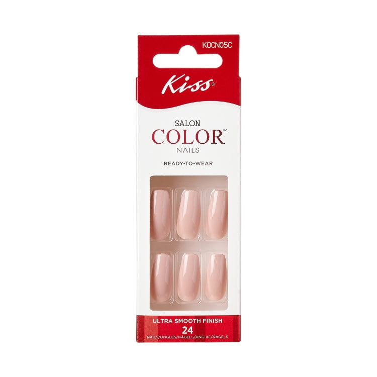 Salon Color Nails - Self Service in een verpakking met zes lichtroze, gladde nagels voor een stijlvolle look.